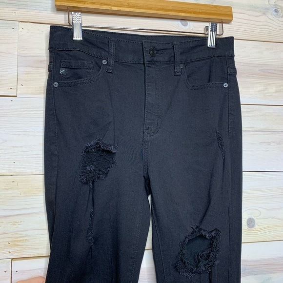 KanCan Black Skinny Jeans with Large Holes 7/27 - Picture 1 of 10